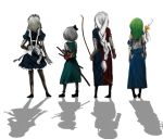  back green_hair izayoi_sakuya kochiya_sanae konpaku_youmu multiple_girls pe-tan shadow silver_hair touhou yagokoro_eirin 