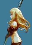  aire_(final_fantasy) bad_id blonde_hair blush branch_(artist) branch_(blackrabbits) brown_eyes final_fantasy gloves hikari_no_4_senshi polearm spear weapon 