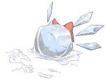  bow cirno hair_bow ice ice_cube melting no_humans objectification parody tera_zip touhou translated wings 