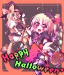  blonde_hair blue_eyes braid broom flandre_scarlet halloween hat kirisame_marisa long_hair multiple_girls nukomiya ponytail red_eyes short_hair side_ponytail touhou wings witch_hat 