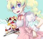  blonde_hair cake drawr food fruit ice_cream long_hair nia_teppelin parfait pastry ponytail pudding ribbon saikachi solo tengen_toppa_gurren_lagann tray waitress wrist_cuffs 