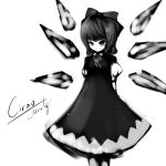 absurdres bow character_name cirno hair_bow highres monochrome noirly short_hair solo touhou wings 