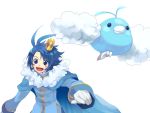  antenna_hair blue_hair blush_stickers crown haru_(plaines) moemon nintendo personification pokemon short_hair swablu 