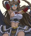  blue_eyes breasts brown_hair cleavage glowing glowing_eyes haruyama large_breasts long_hair midriff navel neige_hausen pointy_ears sideboob super_robot_taisen_og_saga:_endless_frontier_exceed super_robot_wars super_robot_wars_og_saga_mugen_no_frontier super_robot_wars_og_saga_mugen_no_frontier_exceed 