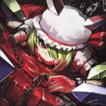  blood chain chains creepy flandre_scarlet gua guahhh hat red_eyes short_hair touhou wings 