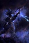  belt black_mage black_mage_(fft) book chrisbjors final_fantasy gloves glowing glowing_eyes hat robe staff witch_hat 