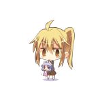  2girls ahoge baby blonde_hair blush_stickers chibi gia_kon kagayama_kaede miyauchi_renge multiple_girls non_non_biyori pacifier ponytail purple_hair red_eyes sweatdrop yellow_eyes young 