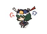  1girl :t chibi closed_eyes green_hair hat pout saku_(osake_love) shikieiki_yamaxanadu short_hair solo touhou 