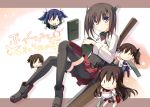  5girls bike_shorts black_hair brown_eyes brown_hair chibi kantai_collection long_hair multiple_girls short_hair t-ray thighhighs 