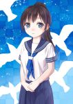  1girl blue_eyes ikeda_yuuki long_hair school_uniform serafuku solo 