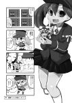  &gt;_&lt; 1boy 3girls 4koma admiral_(kantai_collection) comic faceless faceless_male fang gameplay_mechanics hat kantai_collection minigirl monochrome monster multiple_girls naval_uniform open_mouth personification ryuujou_(kantai_collection) scroll shinkaisei-kan staff star tatsuta_(kantai_collection) translated twintails visor_cap wo-class_aircraft_carrier yakou_(innocent_chapel) 