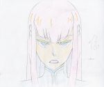  1girl commentary drowsy eyebrows hair highres key_frame kill_la_kill kiryuuin_satsuki official_art open_mouth partially_colored production_art production_note promotional_art simple_background sketch talking thick_eyebrows trigger_(company) white_background 