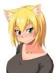  1girl animal_ears aqua_eyes blonde_hair cat_ears nokoppa original short_hair solo 