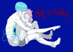  blue_background blue_hair hug inumuta_houka jakuzure_nonon kill_la_kill pink_hair 