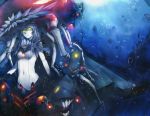  1girl bodysuit bubble cape gloves glowing glowing_eyes highres kantai_collection long_hair navel pale_skin shinkaisei-kan short_hair silver_hair suqaris underwater wo-class_aircraft_carrier yellow_eyes 