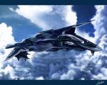  airplane clouds ffr-41mr fighter_jet jet kawanakajima letterboxed no_humans sentou_yousei_yukikaze signature sky 