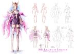  ahri alternate_costume animal_ears blonde_hair fox_ears garter_straps hat highres league_of_legends loiza long_legs multiple_tails simple_background tail thighhighs white_background 