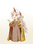  1girl cloak final_fantasy final_fantasy_tactics headband horn long_hair mahou_shoujo_madoka_magica mahou_shoujo_madoka_magica_movie momoe_nagisa oda_takayuki robe simple_background solo summoner_(fft) two_side_up white_background white_hair yellow_eyes 