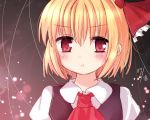  1girl blonde_hair blouse hair_ribbon kuze_matsuri necktie red_eyes ribbon rumia short_hair touhou vest 