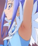  1girl animated animated_gif armpits arms_up blue_eyes blue_hair cure_diamond dokidoki!_precure haruyama_kazunori hishikawa_rikka long_hair lowres magical_girl precure profile solo 