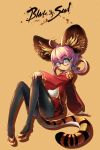  animal_ears blade_&amp;_soul blue_eyes chinese_clothes fishnet_pantyhose fishnets glasses highres long_hair panties panties_under_pantyhose pantyhose pink_hair sitting tail tiger_ears twintails underwear 