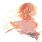  1girl alice_margatroid backlighting blonde_hair blue_eyes bust capelet hairband lolita_hairband looking_at_viewer looking_back shuzi smile solo touhou 