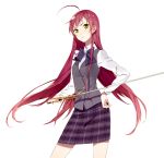  1girl ahoge braid green_eyes hataraku_maou-sama! long_hair psd redhead side_braid solo sword weapon white_background yusa_emi 
