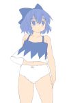  1girl :&lt; babydoll blue_eyes blue_hair bow cirno colored flat_chest flat_color hair_bow kasuga_yukihito navel panties short_hair solo touhou underwear white_panties work_in_progress 