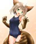 1girl animal_ears claws female gomora green_eyes highres horn personification school_swimsuit short_hair silver_hair solo swimsuit tail ultra_series ultraman_(1st_series) watarui 
