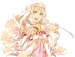  1girl alice_(tales) miho_(mi) rapier short_hair smile sword tales_of_(series) tales_of_symphonia tales_of_symphonia_knight_of_ratatosk weapon white_hair yellow_eyes 