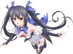  1girl black_hair choujigen_game_neptune long_hair noire official_art open_mouth red_eyes ribbon smile solo thighhighs twintails 