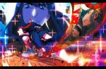  ground_shatter kill_la_kill kiryuuin_satsuki mankanshoku_mako matoi_ryuuko mikisugi_aikurou one_knee school_uniform scissor_blade senketsu serafuku shoes single_glove sneakers solo_focus sparkle squatting suspenders tokigi_akira 