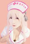  1girl breasts cleavage ecchi_pantsu headphones long_hair nitroplus nurse pink_hair realistic red_eyes solo super_sonico 