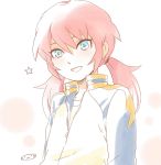  1boy blue_eyes bust inazuma_eleven_(series) inazuma_eleven_go kirino_ranmaru male mizuhara_aki open_mouth pink_hair raimon solo star track_jacket twintails white_background 