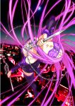  1girl blindfold down_blouse fate/stay_night fate_(series) highres katou_haruaki knife long_hair purple_hair rider solo very_long_hair 
