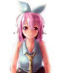 1girl blush breasts headphones highres large_breasts looking_at_viewer nitroplus pink_eyes pink_hair ribbon solo super_sonico 