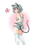  ! 1girl akagashi_hagane animal_ears ass blush breasts camisole grey_hair looking_at_viewer looking_back mouse_ears mouse_tail nazrin panties red_eyes short_hair sideboob simple_background small_breasts solo tail thighhighs touhou underwear underwear_only white_background white_legwear 
