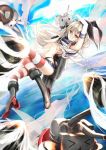  &gt;_&lt; 1girl blonde_hair brown_eyes chippucream elbow_gloves gloves hairband highres kantai_collection long_hair personification rensouhou-chan shimakaze_(kantai_collection) skirt socks striped striped_legwear thighhighs white_gloves 
