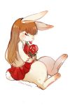  animal_ears animalization brown_hair flower ib ib_(ib) long_hair rabbit rabbit_ears red_rose rose skirt solo souno_kazuki 