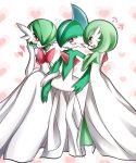  gallade gardevoir green_hair highres mega_gardevoir mega_pokemon no_humans pokemon pokemon_(creature) pokemon_(game) pokemon_xy rameru red_eyes smile 