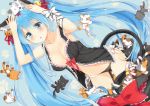  1girl animal_ears babydoll bell black_panties blue_eyes blue_hair blush breasts cat cat_ears cat_tail hair_bell hair_ornament hatsune_miku large_breasts long_hair looking_at_viewer navel panties revision solo tail terras too_many_cats twintails underwear very_long_hair vocaloid 