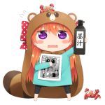  1girl blush bottle gekkan_shoujo_nozaki-kun haribote_(tarao) himouto!_umaru-chan paper paras pokemon raccoon redhead sakura_chiyo 