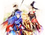  armor black_hair blonde_hair blue_eyes blue_hair cape fingerless_gloves fire_emblem fire_emblem:_kakusei glasses gloves jerome_(fire_emblem) kuzumosu laurent long_hair lucina mask nintendo open_mouth selena_(fire_emblem:_kakusei) short_hair smile sword tiara twintails weapon white_hair 