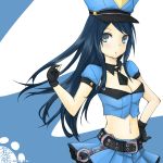 artist_request blue_eyes caitlyn_(league_of_legends) cuffs handcuffs hat league_of_legends police police_uniform policewoman uniform 