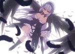  1girl breasts cleavage demekyon dress feathers hairband large_breasts lolita_fashion long_hair looking_at_viewer rozen_maiden silver_hair smile solo suigintou violet_eyes wings 