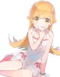  1girl bakemonogatari blonde_hair dress gomi_chiri long_hair monogatari_(series) oshino_shinobu solo tongue yellow_eyes 