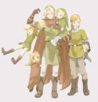  a_link_to_the_past blonde_hair blue_eyes cape carrying gloves hat kubota link multiple_persona nintendo ocarina_of_time pointy_ears skyward_sword smile the_legend_of_zelda twilight_princess wind_waker younger 
