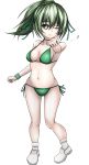  1girl bikini boots green_eyes green_hair highres long_hair ponytail sato_(yuki0634) swimsuit wynnda_miko_of_the_gusta yuu-gi-ou 
