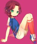  1boy green_eyes inazuma_eleven inazuma_eleven_(series) junekun male maroon_hair ronnie_weiss rose_griffon soccer_uniform solo 