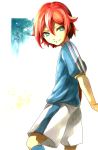  1boy blue_hair highres inazuma_eleven inazuma_eleven_(series) inazuma_japan itoko_(designcourse) kiyama_hiroto male redhead short_hair soccer_uniform solo traditional_media white_background 